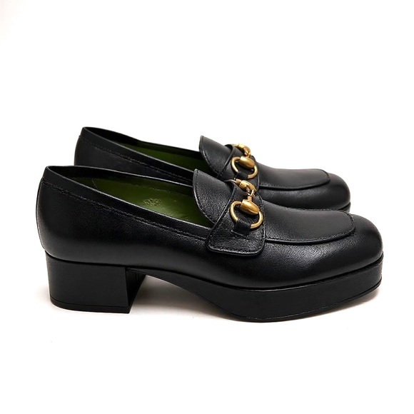 Gucci Shoes - Gucci Houdan 15 Black Horsebit Leather Platform Loafer Womens 35 US 5